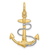 14K Two-tone 3-D Anchor with Rope and Shackle Bail Charm