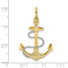 14K Two-tone 3-D Anchor with Rope and Shackle Bail Charm