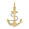14K Two-tone 3-D Anchor with Rope and Shackle Bail Charm