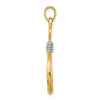 14K and White Rhodium 3-D Fish Hook With Rope Charm