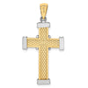 14K Two-tone Polished -X- Center Cross Charm