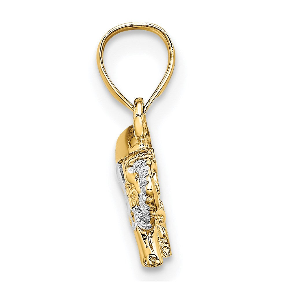 14k and White Rhodium Small Elephant Charm