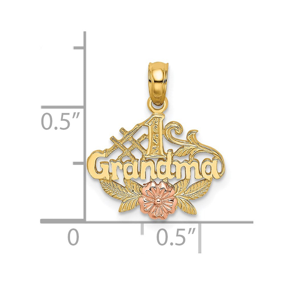 14k Two-Tone #1 GRANDMA with Flower Charm