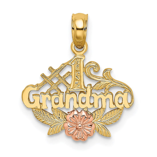 14k Two-Tone #1 GRANDMA with Flower Charm