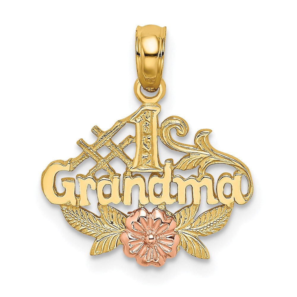 14k Two-Tone #1 GRANDMA with Flower Charm