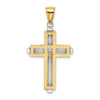 14K Two-tone Beveled Cross Charm