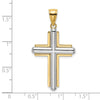 14K Two-tone Beveled Cross Charm