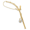 14K and White Rhodium 3-D Moveable Fishing Pole with Reel Charm
