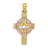 14K Two-Tone Cut-Out Dove On Cross Charm