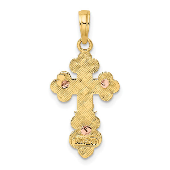 14K Two-Tone Crucifix with Scallop Trim Charm