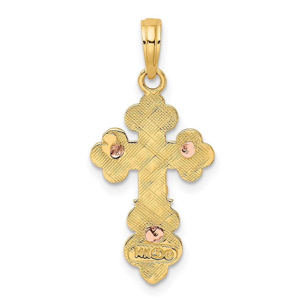 14K Two-Tone Crucifix with Scallop Trim Charm