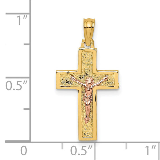 14K Two-Tone Latin Crucifix Charm