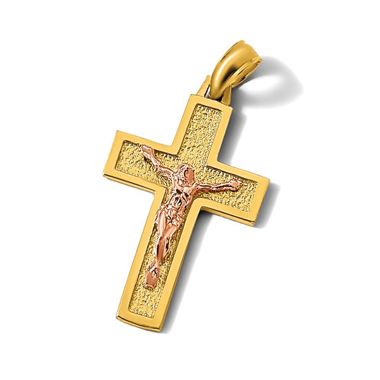 14K Two-Tone Latin Crucifix Charm