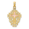 14k Two Tone with Lace Trim Crucifix Charm