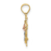 14k Two-tone with White Rhodium Heart with Rose and Lace Border Charm