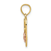14k Two-Tone with White Rhodium #1 WIFE In Heart with Flower Charm