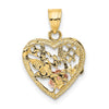 14k Two-Tone with White Rhodium #1 WIFE In Heart with Flower Charm