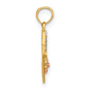 14k Two-tone with White Rhodium #1 DAUGHTER In Heart with Flowers Charm