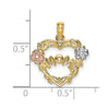 14k Two-tone with White Rhodium MOM Heart with Flowers Charm