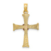 14k Two-Tone Textured Finish Cross with Heart Charm