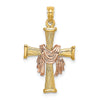 14l Two-Tone Textured Finish Cross with Drape Charm