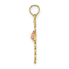 14k Two-Tone Twisted Cross with Flower Charm