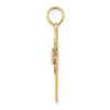14k Two-Tone Textured Cross with Flower Charm