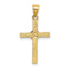 14k Two-Tone Textured Cross with Flower Charm