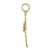 14k Two-tone Cut-Out Cross with Flower Charm
