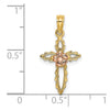 14k Two-tone Cut-Out Cross with Flower Charm