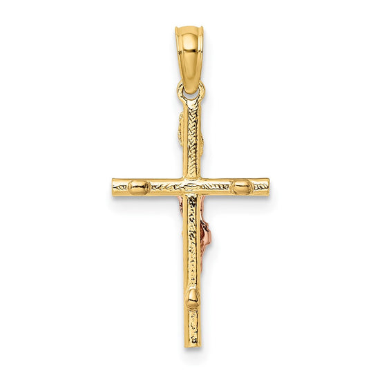 14k Two-Tone Cross Crucifix Charm