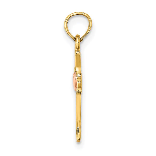 14k Two-Tone Heart In Cross Charm