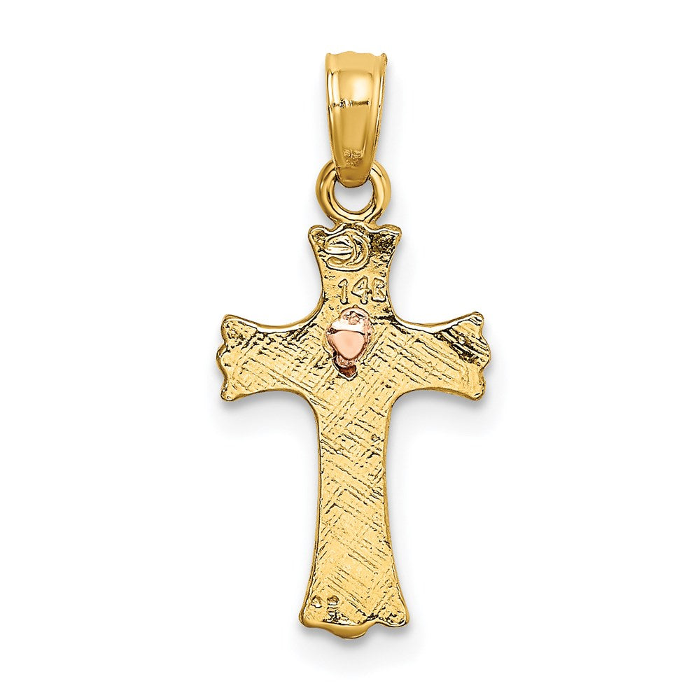 14k Two-Tone Heart In Cross Charm