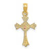 14k Two-Tone Cross with Flower Charm