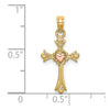 14k Two-Tone Cross with Heart Charm