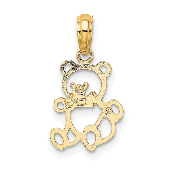 14k Two-Tone Cut-out Teddy Bear with Bow Tie Charm