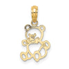 14k Two-Tone Cut-out Teddy Bear with Bow Tie Charm