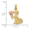 14k Two-Tone Dog Holding Flower Charm