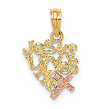 14K Two-Tone JESUS LOVES ME with Cross Charm