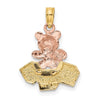 14k Two-Tone Teddy Bear with ABC Blocks Charm