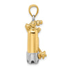 14K and White Rhodium 3-D Double Scuba Tanks with Air Hose Charm
