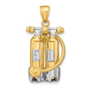 14K and White Rhodium 3-D Double Scuba Tanks with Air Hose Charm