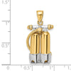14K and White Rhodium 3-D Double Scuba Tanks with Air Hose Charm