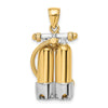 14K and White Rhodium 3-D Double Scuba Tanks with Air Hose Charm