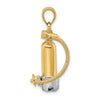 14K and White Rhodium 3-D Single Scuba Tank with Hose Charm