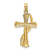 14K with White Rhodium Cross with Drape Charm