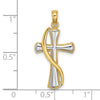 14K with White Rhodium Cross with Drape Charm