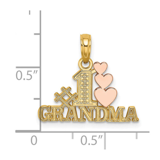 Gold # 1 Grandma with 3 Hearts Pendant
