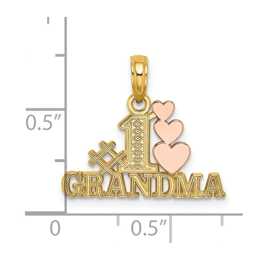 Gold # 1 Grandma with 3 Hearts Pendant