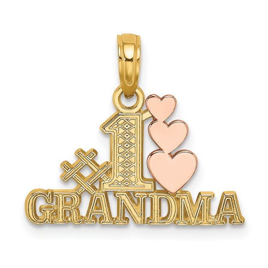 Gold # 1 Grandma with 3 Hearts Pendant